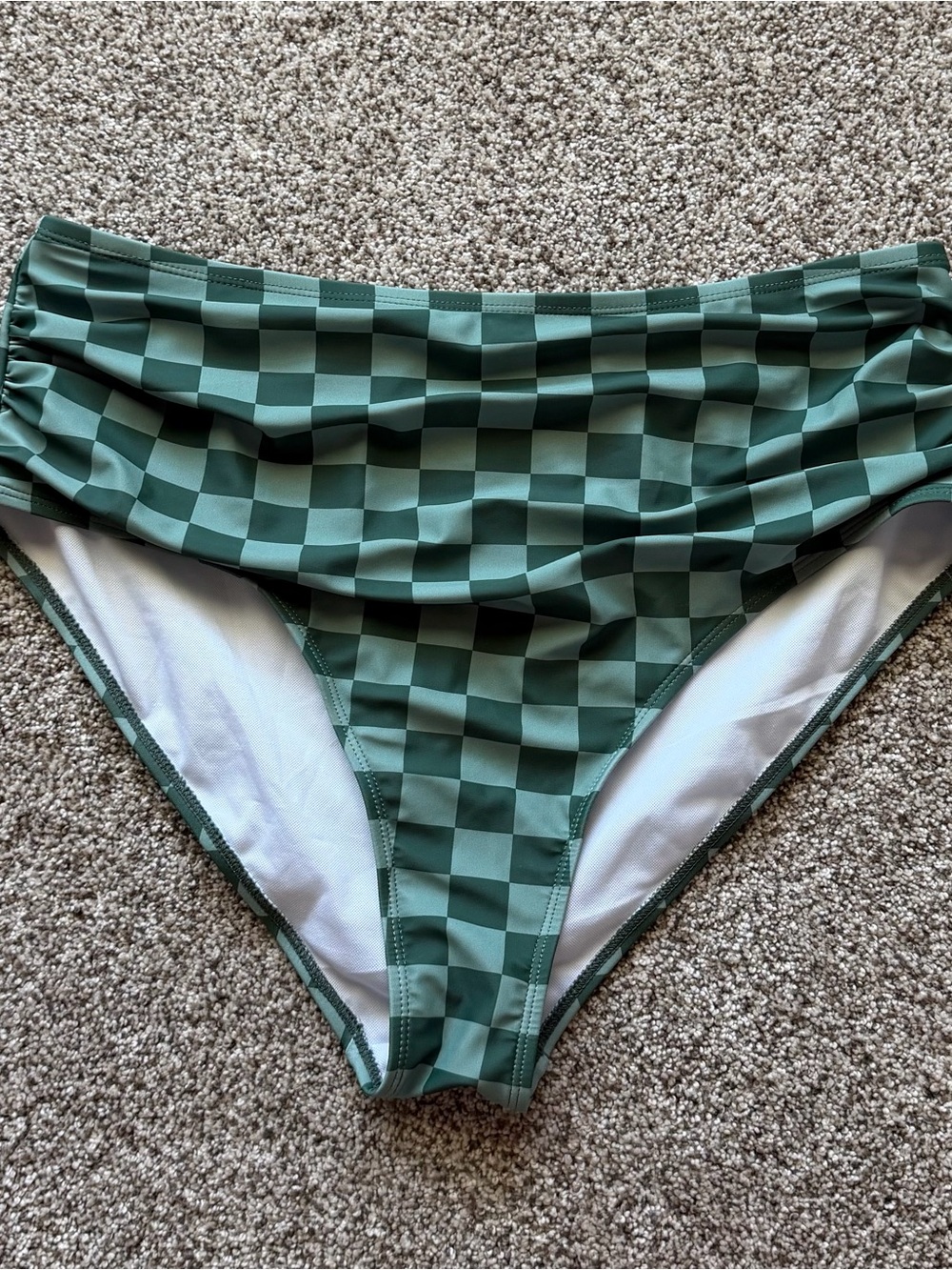 Green Checkerboard High Waist Bikini Set 2XL - Picture 5 of 7